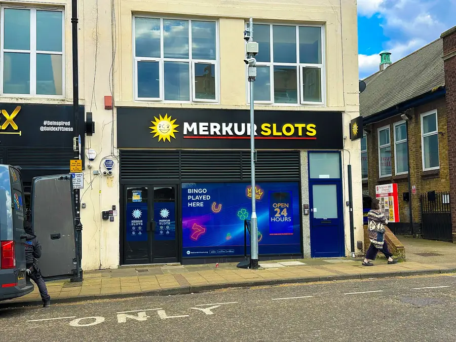 A 24-hour adult gaming centre on a UK high street, illustrating Gambling Commission self-exclusion enforcement