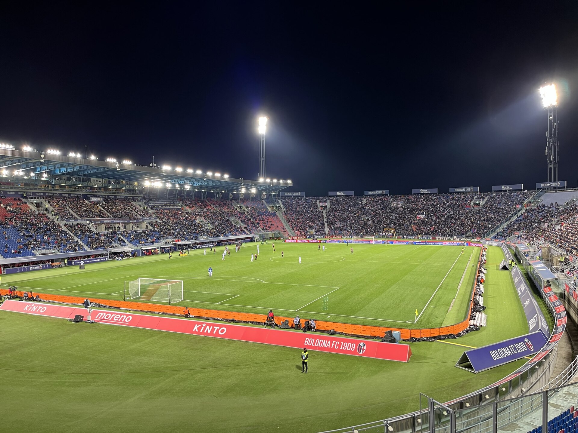 Stadio Renato Dall'Ara in Bologna during a Serie A match